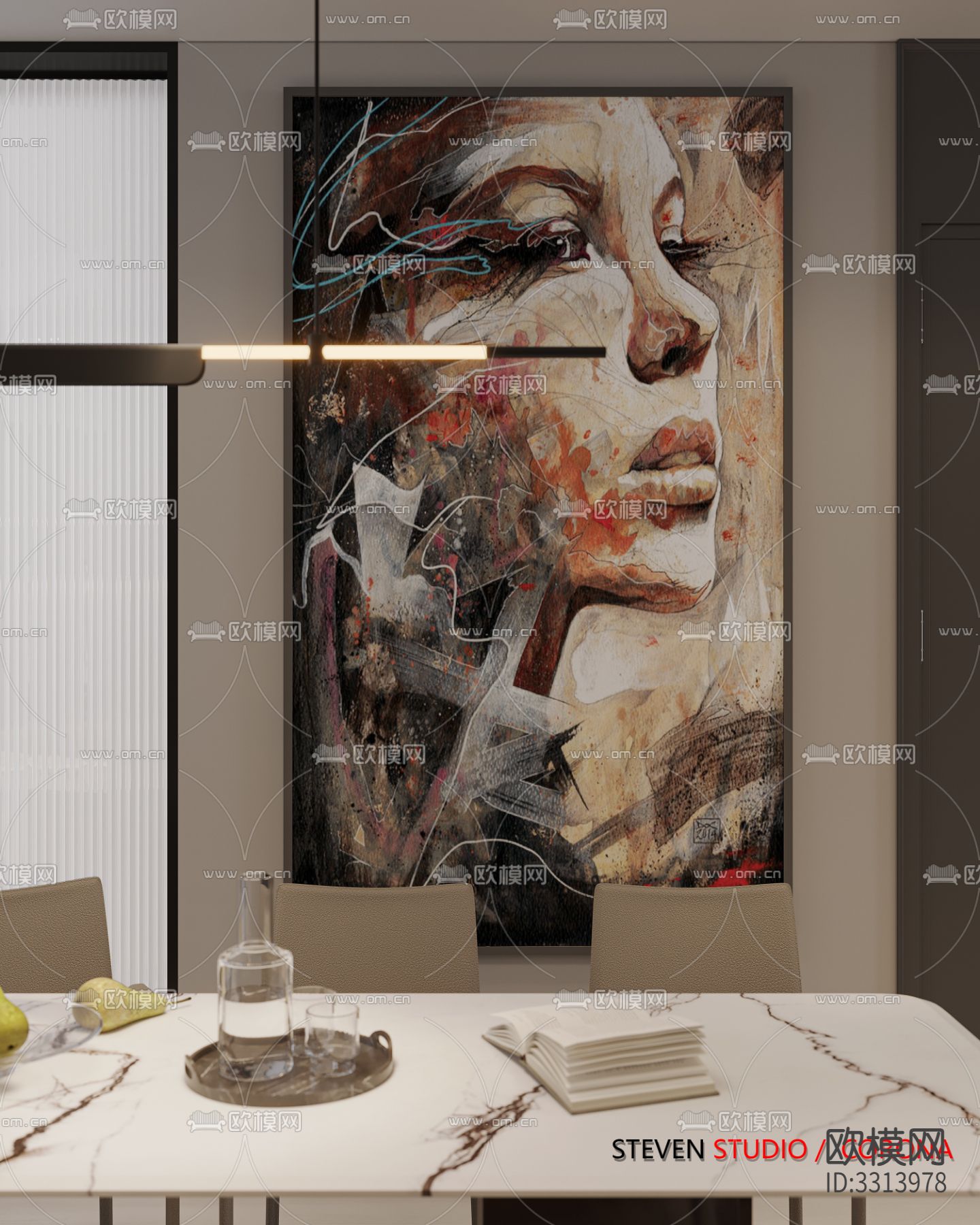 现代客餐厅效果图下载（渲染图8）