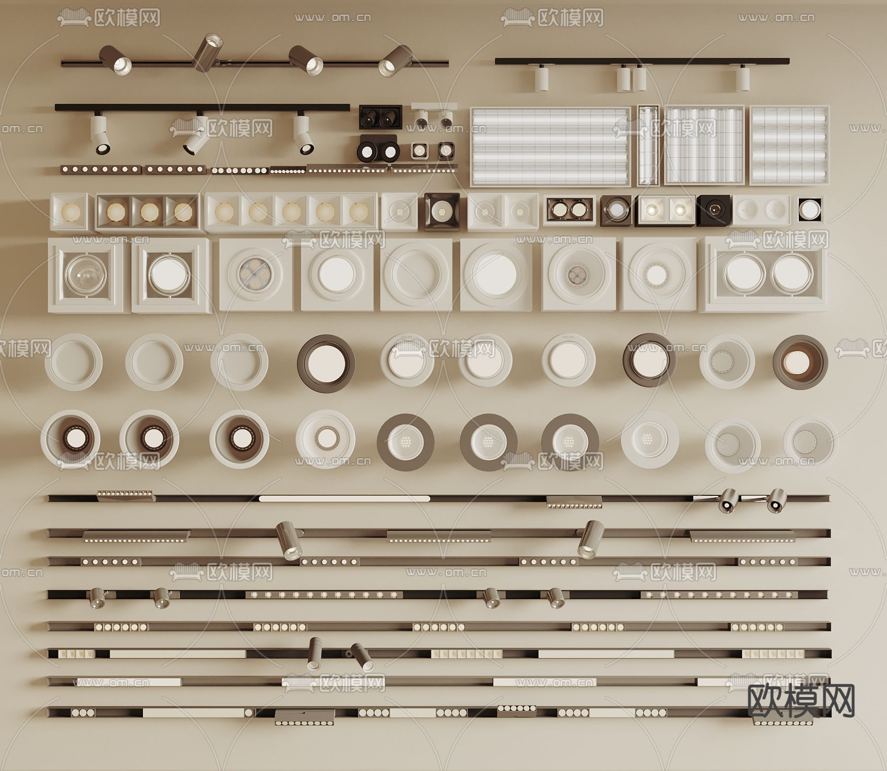 筒灯射灯  轨道射灯3d模型下载