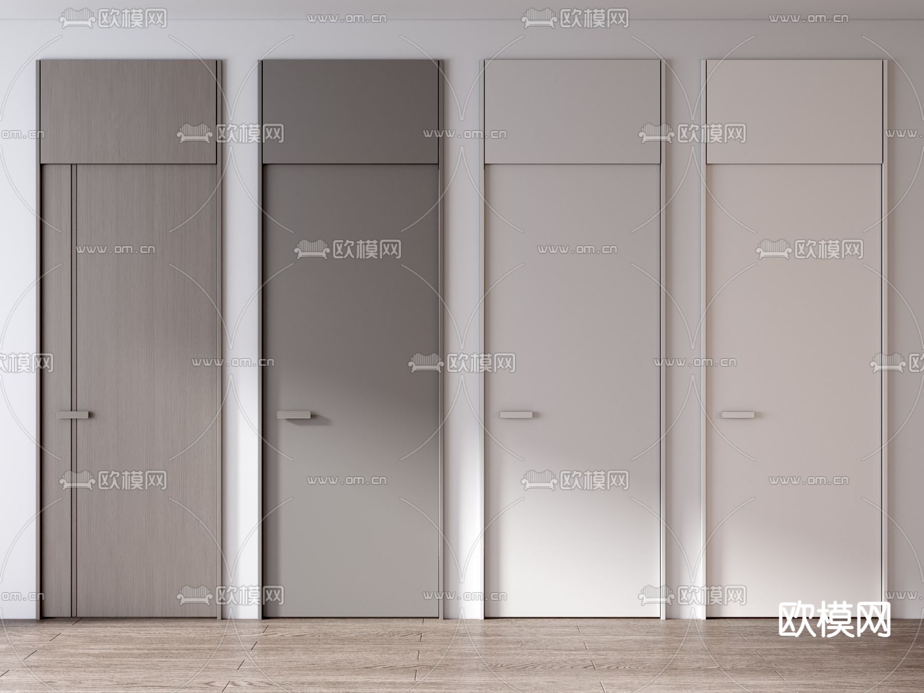 奶油风单开门 平开门 通顶门su模型下载（渲染图2）