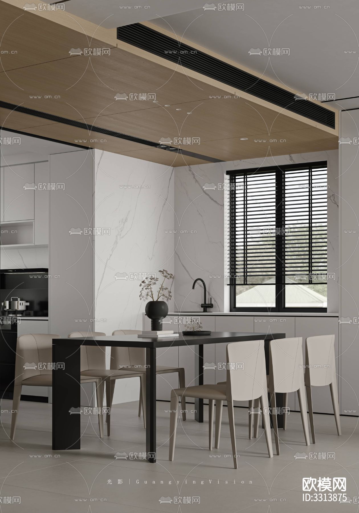 现代客餐厅效果图下载（渲染图7）