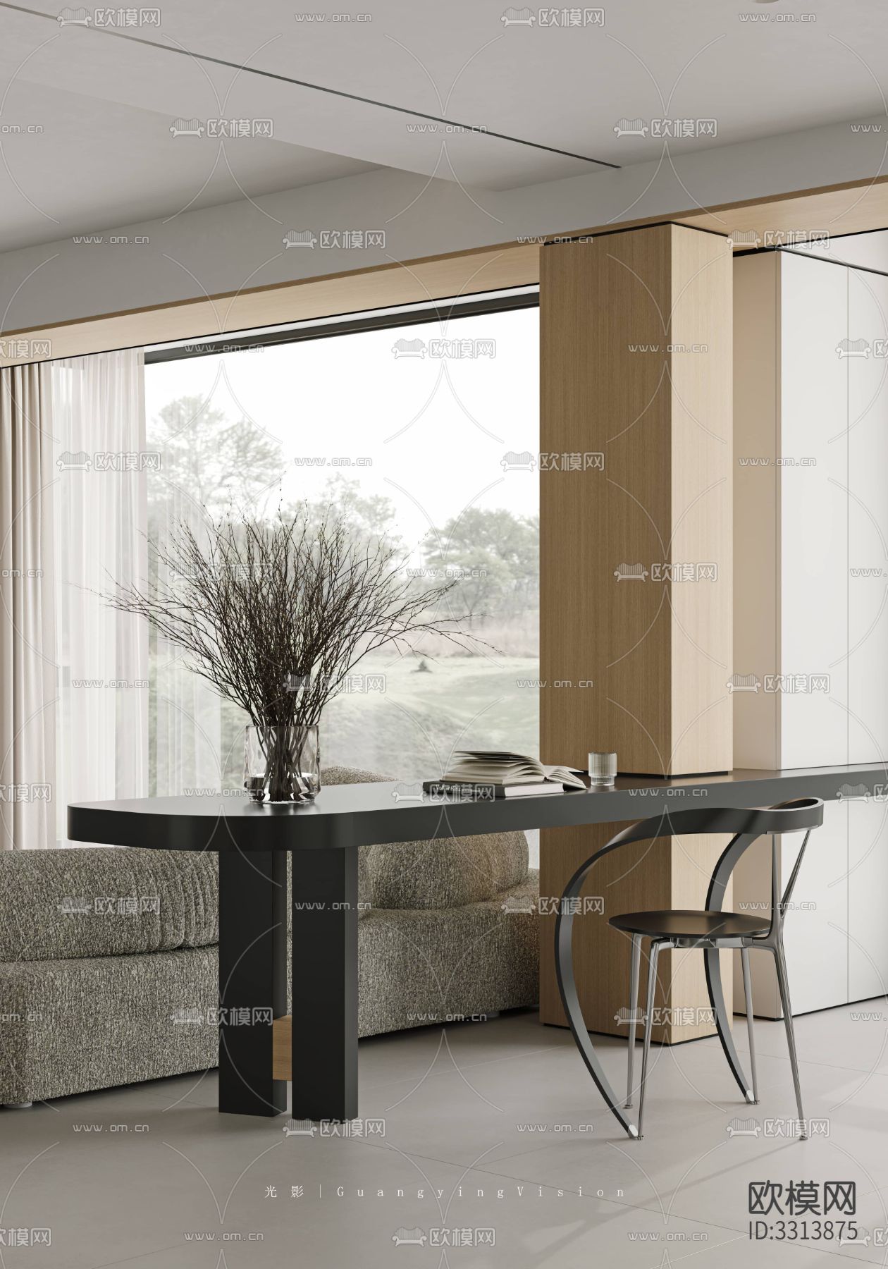 现代客餐厅效果图下载（渲染图10）