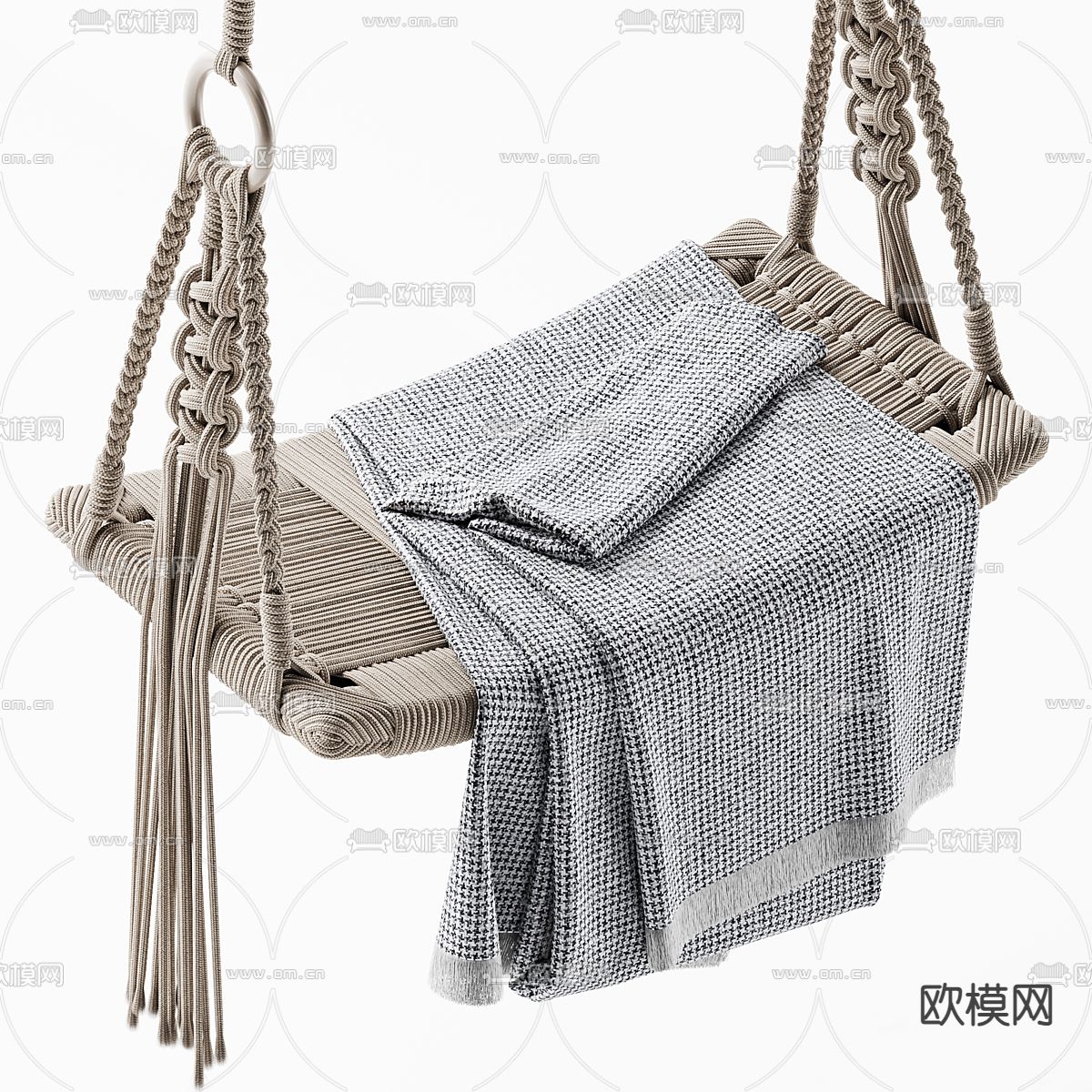 秋千椅 藤编秋千3d模型下载（渲染图1）