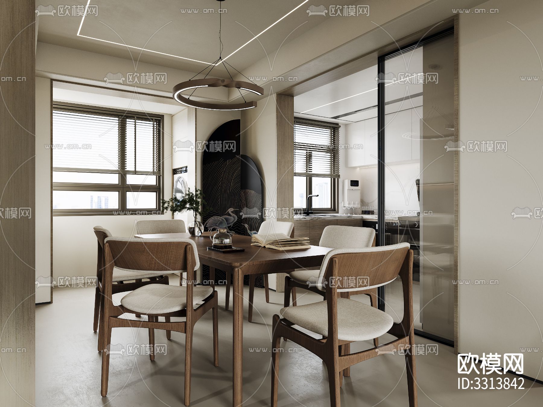 现代客餐厅效果图下载（渲染图3）