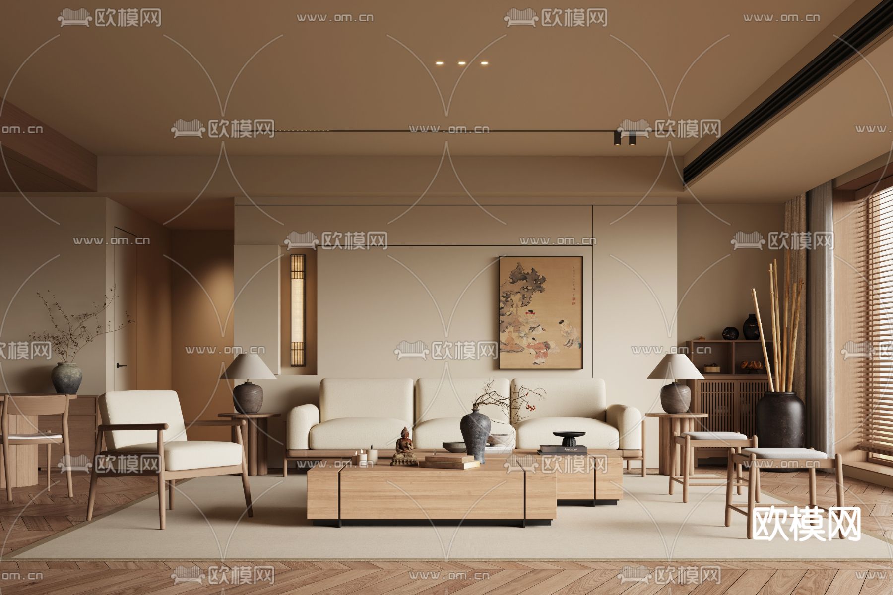 新中式客厅 宋氏美学3d模型下载