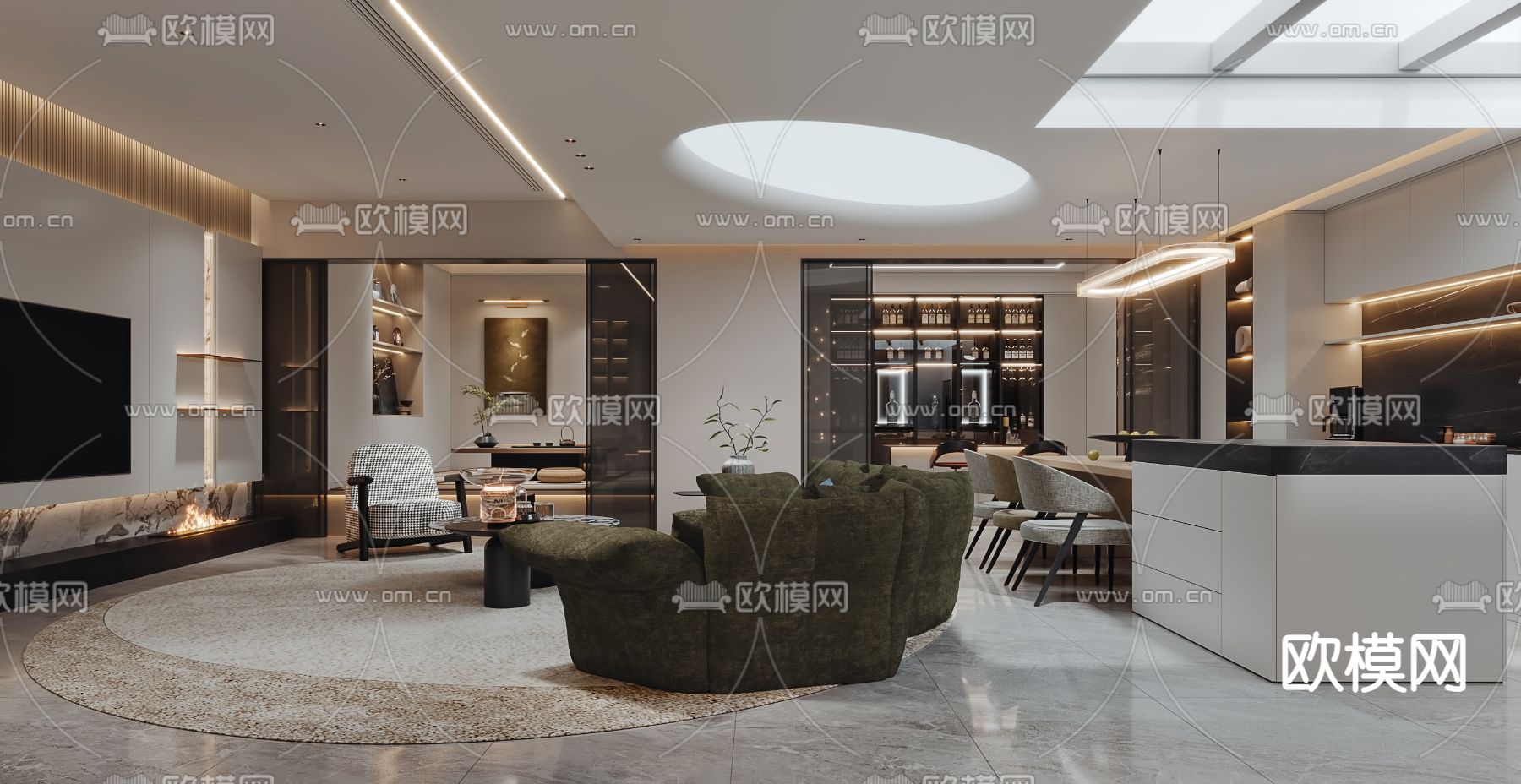 现代办公室 休息区3d模型下载（渲染图4）