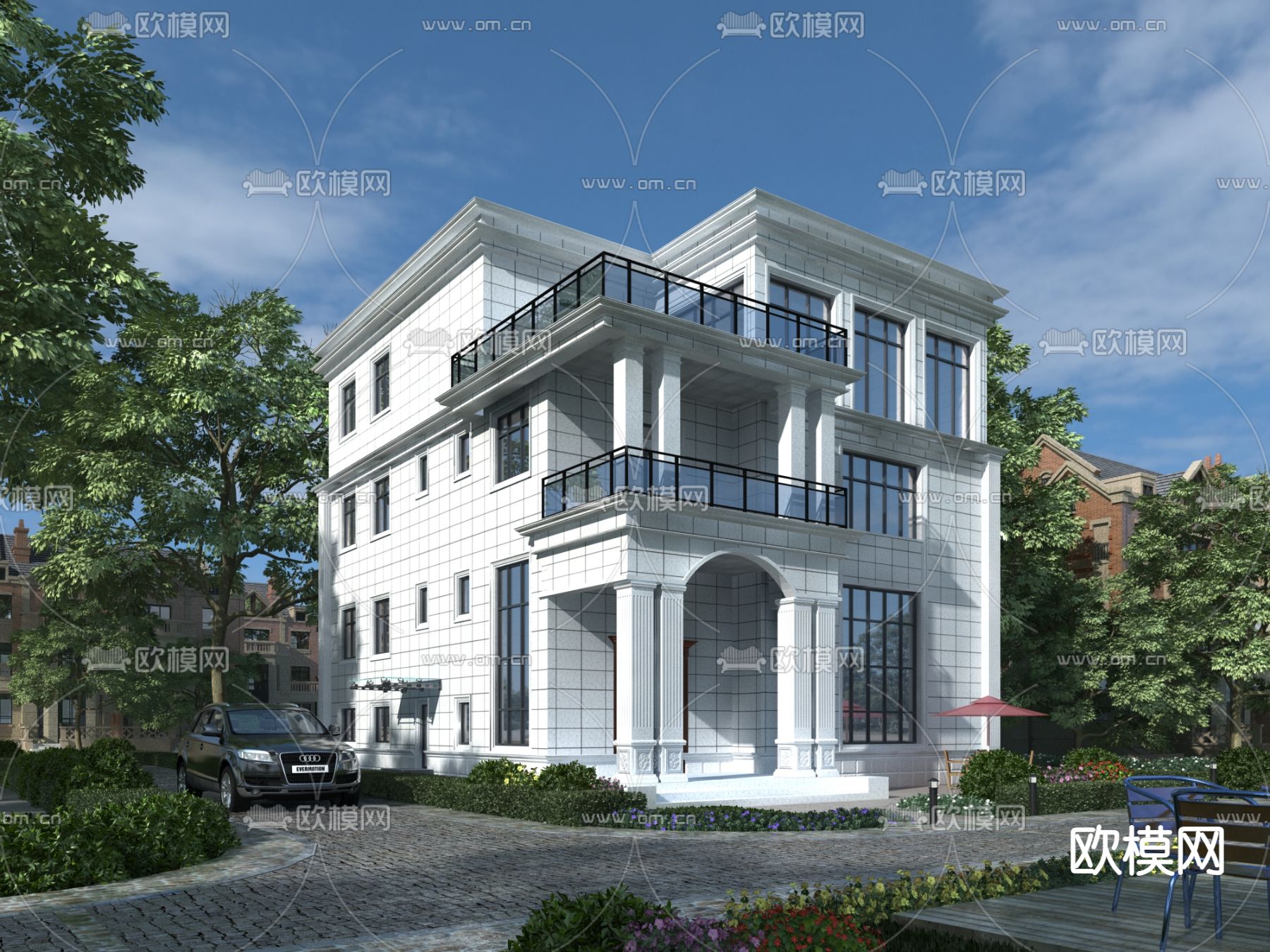 独栋别墅外观 自建房3d模型下载