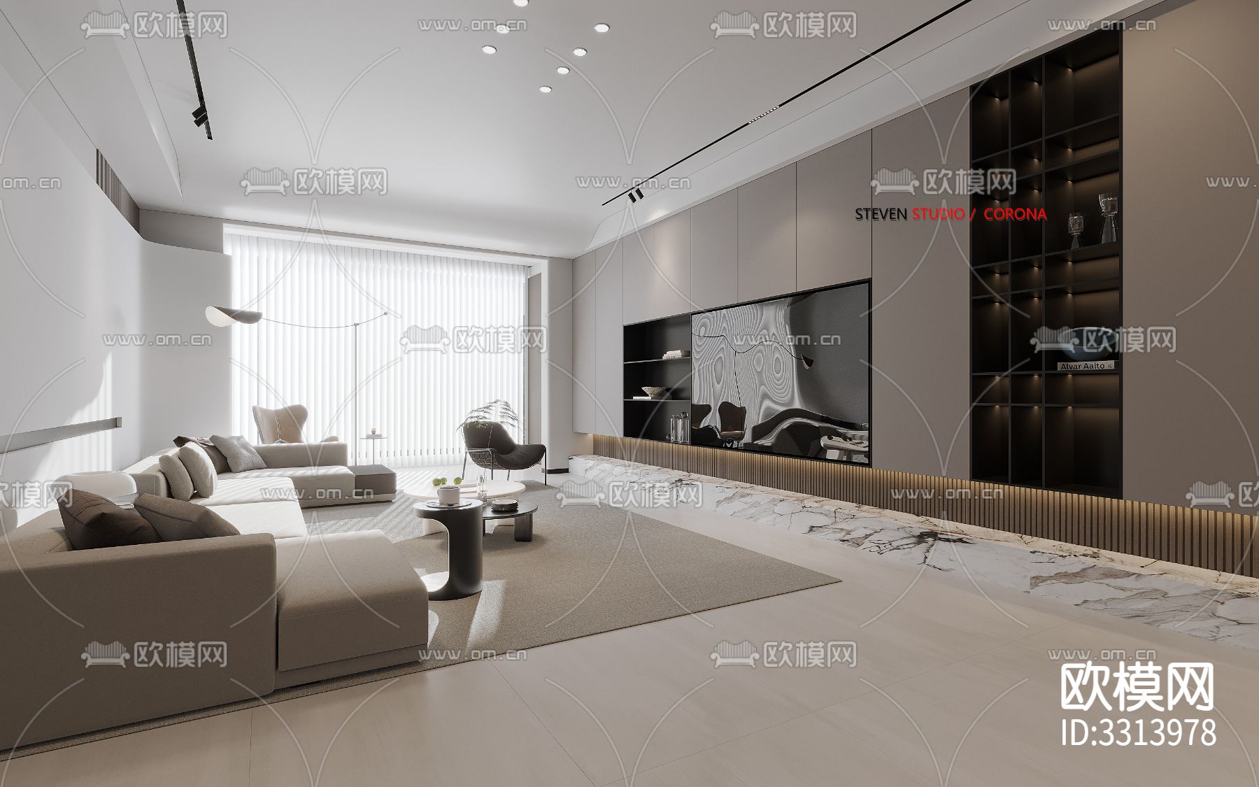 现代客餐厅效果图下载（渲染图2）