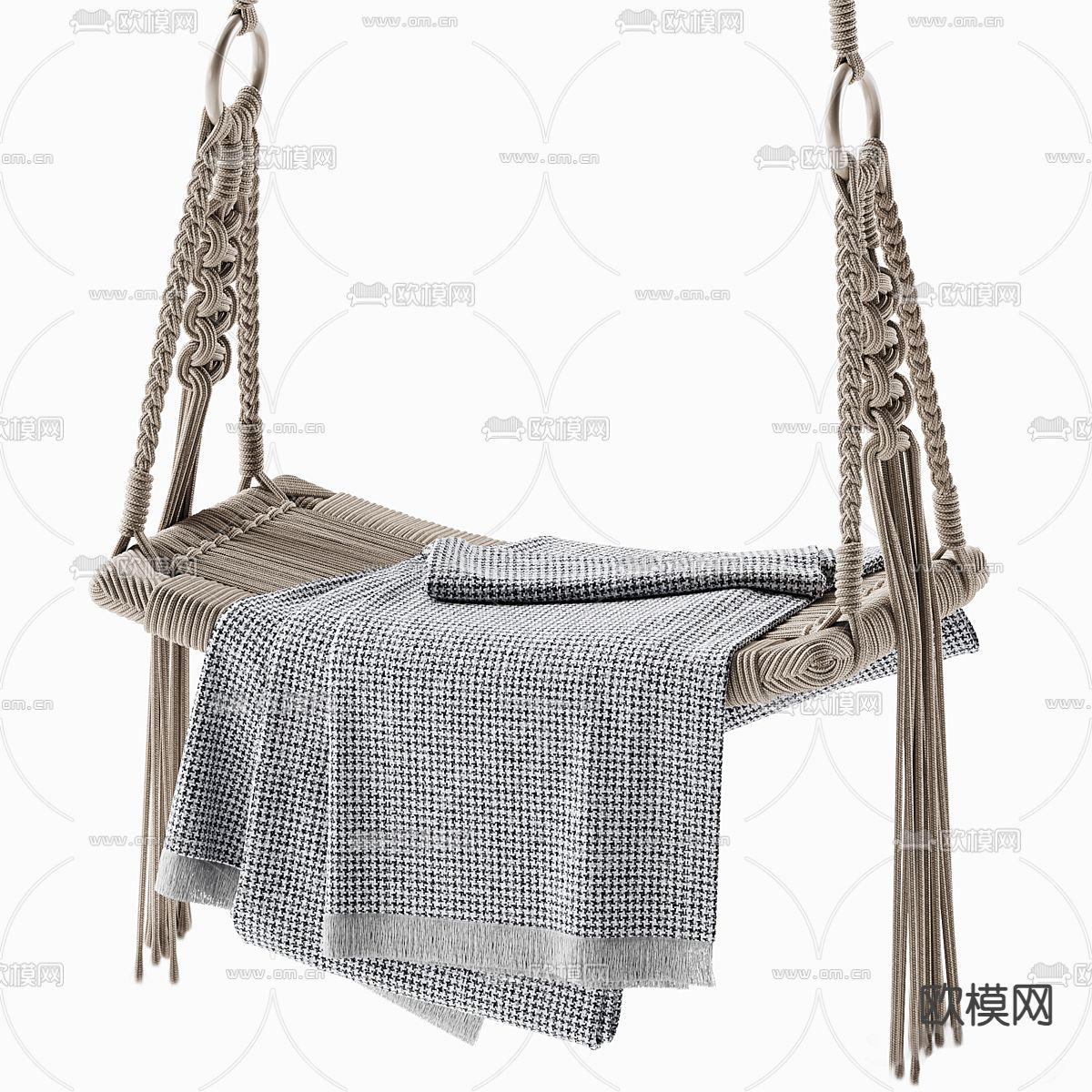 秋千椅 藤编秋千3d模型下载（渲染图2）