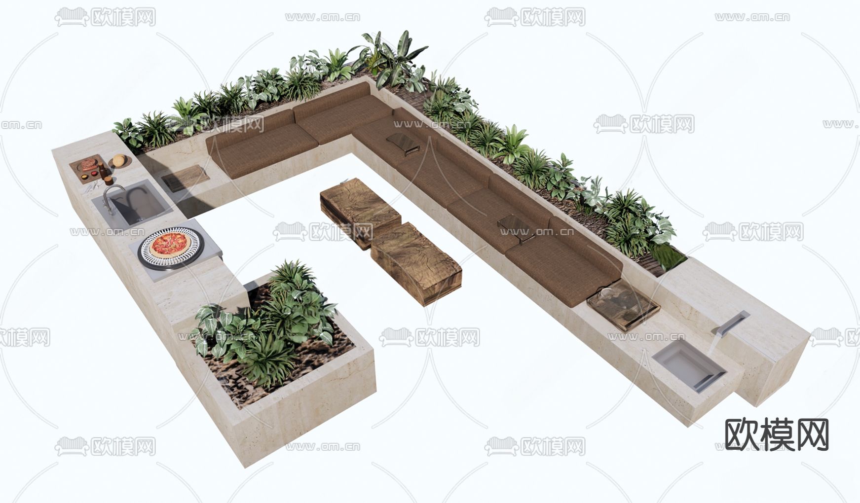 户外沙发 庭院沙发3d模型下载