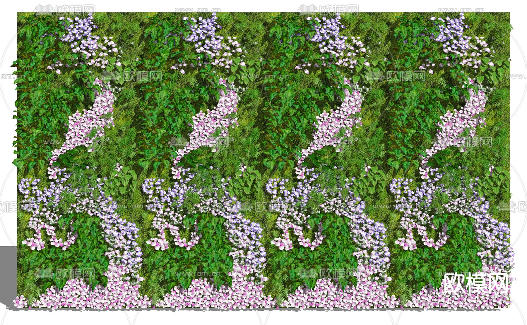 现代绿植墙su模型下载（渲染图1）