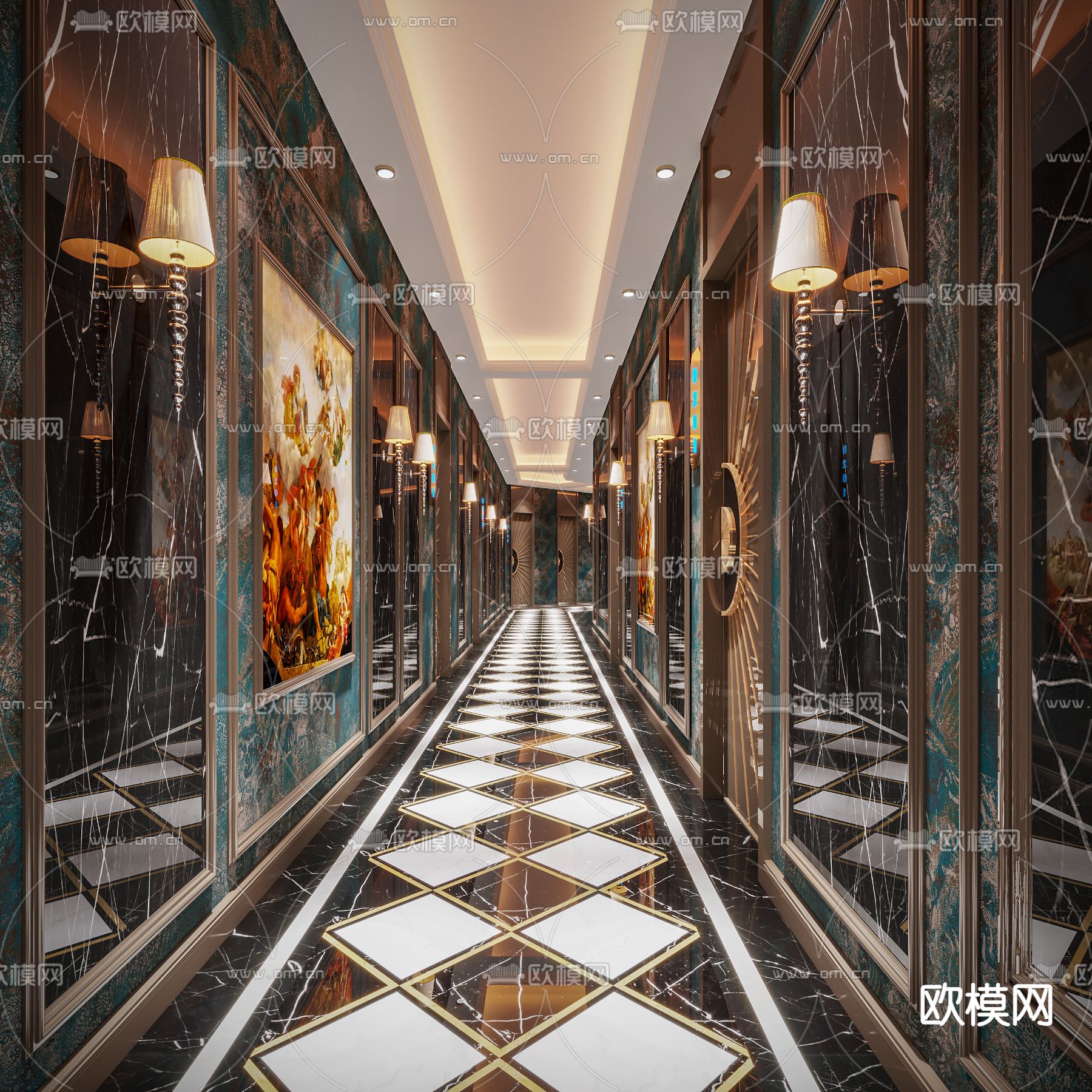 KTV走廊 过道3d模型下载（渲染图1）