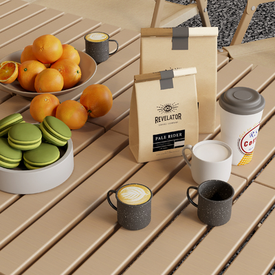  咖啡 咖啡杯 点心 水果su模型 