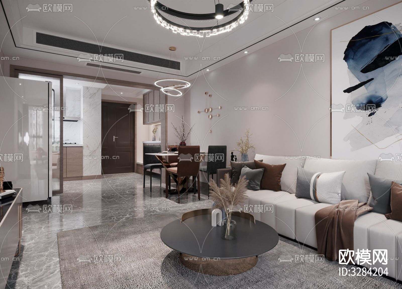 现代客餐厅效果图下载（渲染图9）