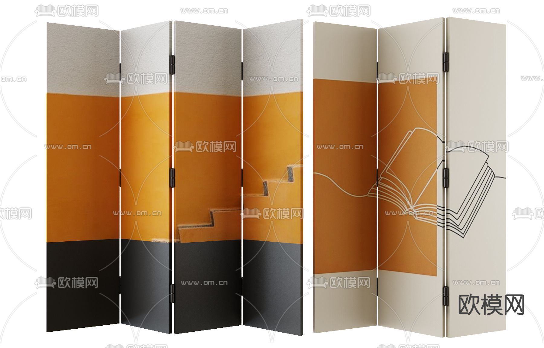 北欧屏风 折叠屏风3d模型下载
