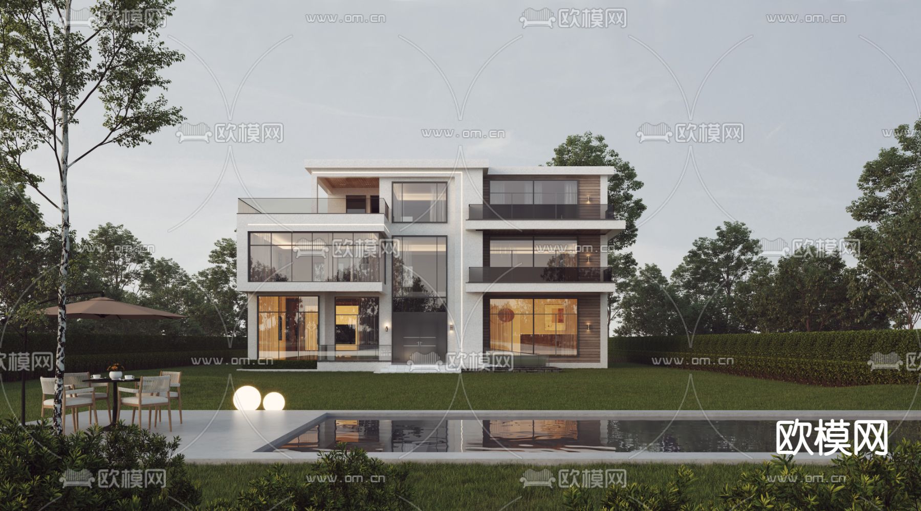 三层独栋别墅3d模型下载