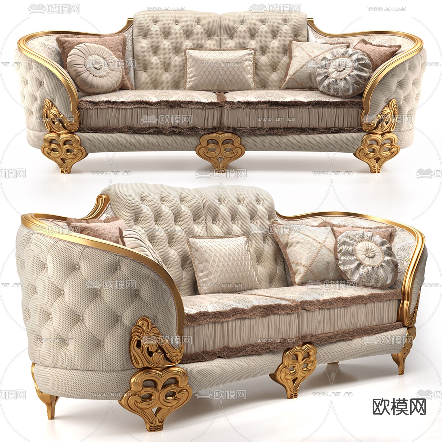 欧式沙发 双人沙发3d模型下载