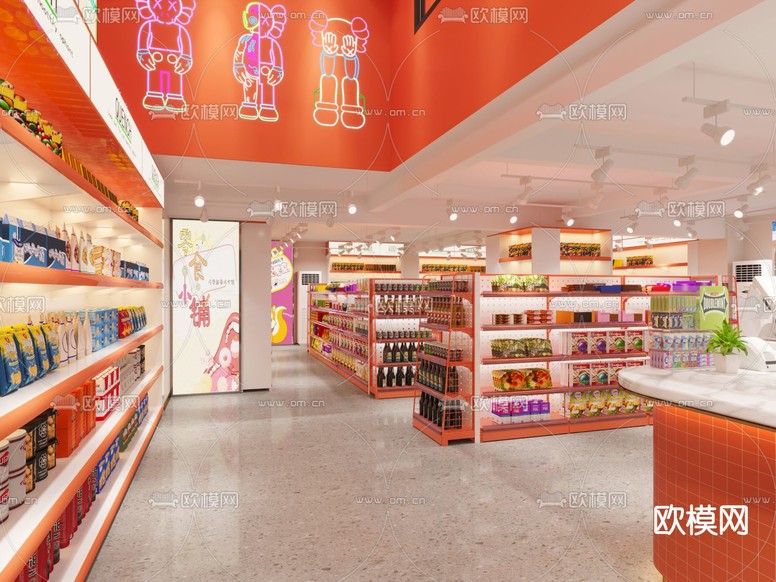 超市 便利店 零食店3d模型下载(渲染图2)