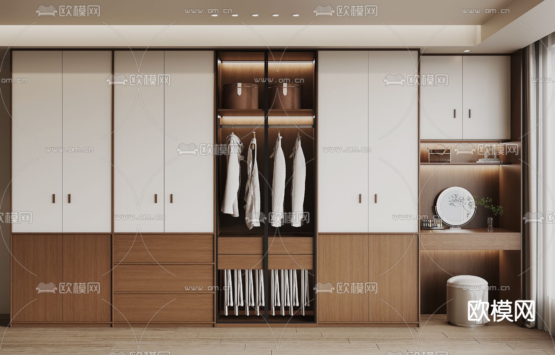 中古风衣柜3d模型下载