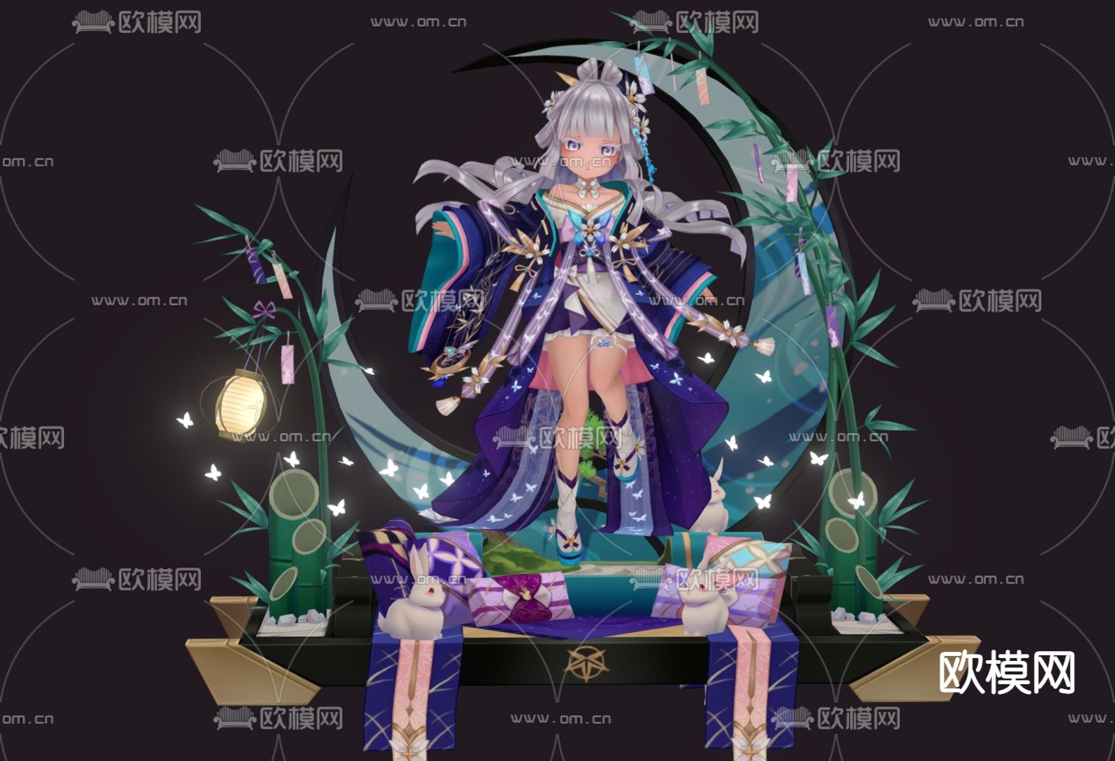 日系美少女 二次元手办 幻想神域游戏角色3d模型下载（渲染图1）