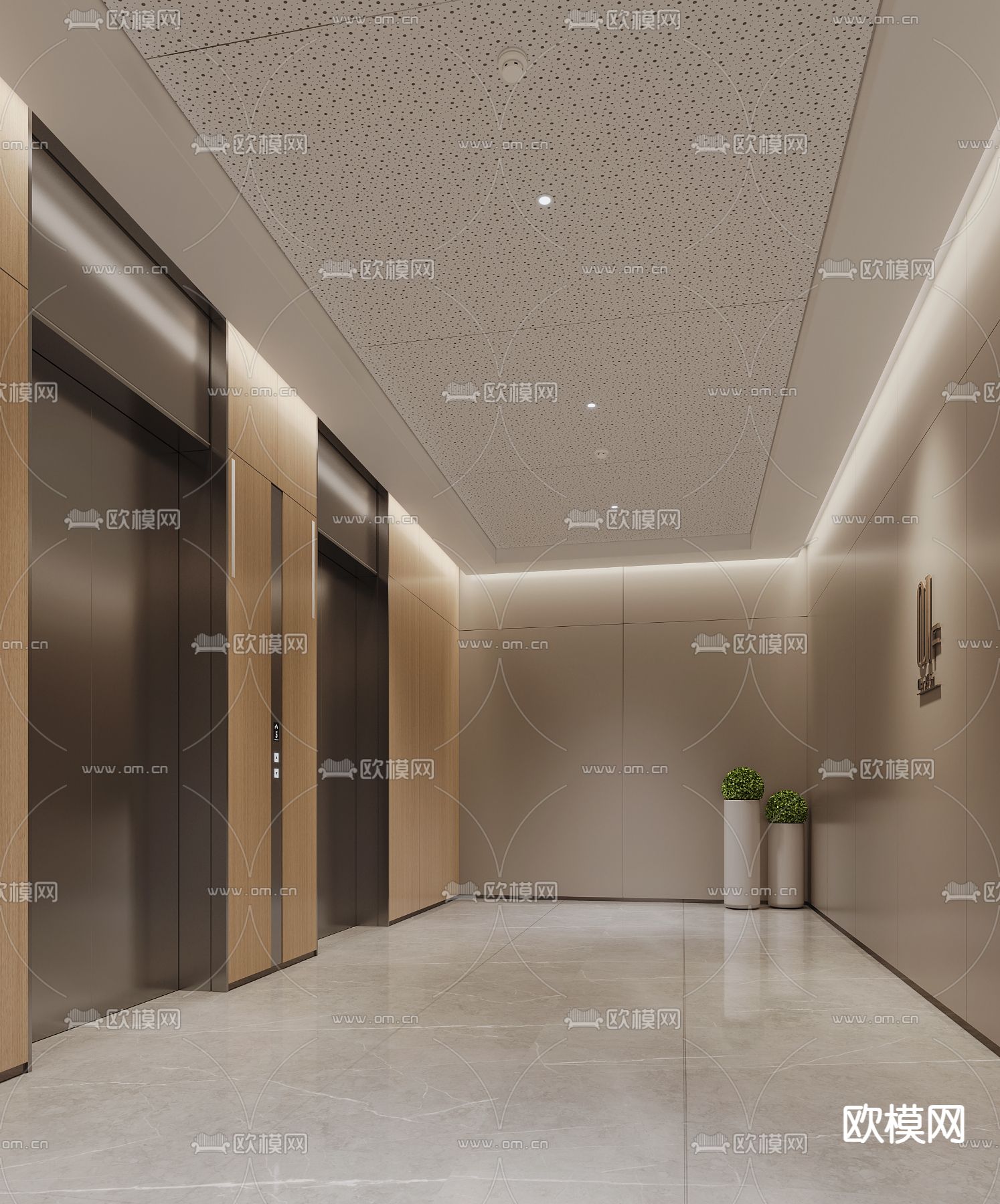 现代电梯间 电梯厅3d模型下载