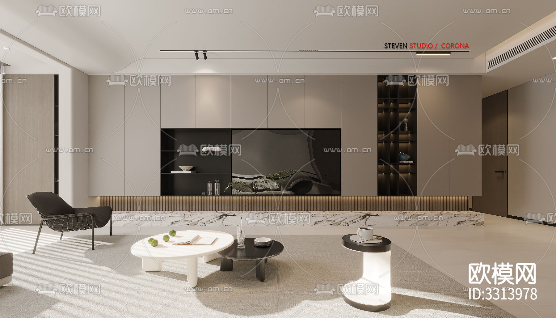 现代客餐厅效果图下载（渲染图4）