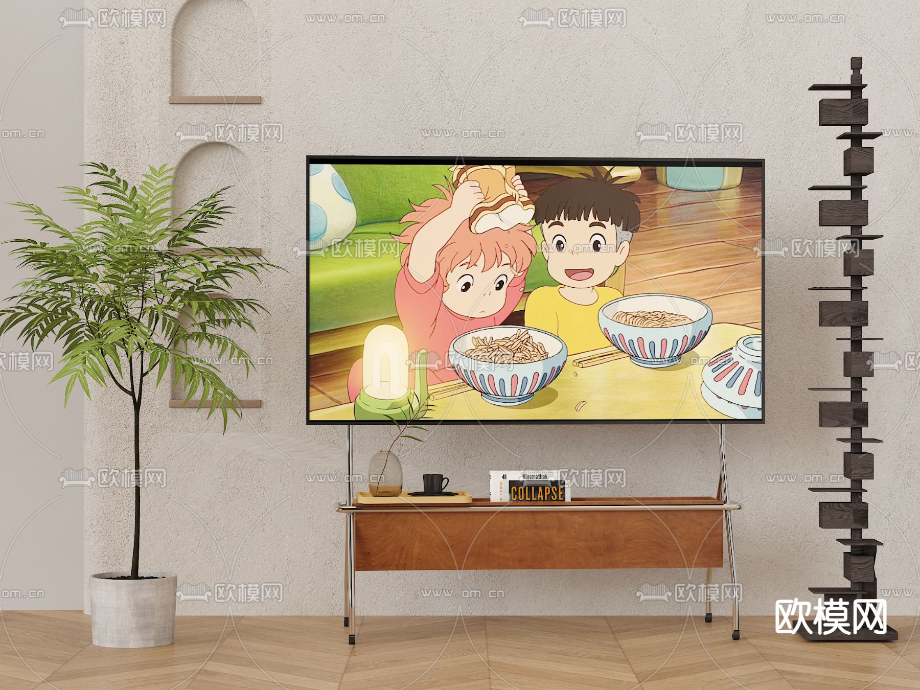 支架电视 电视机3d模型下载