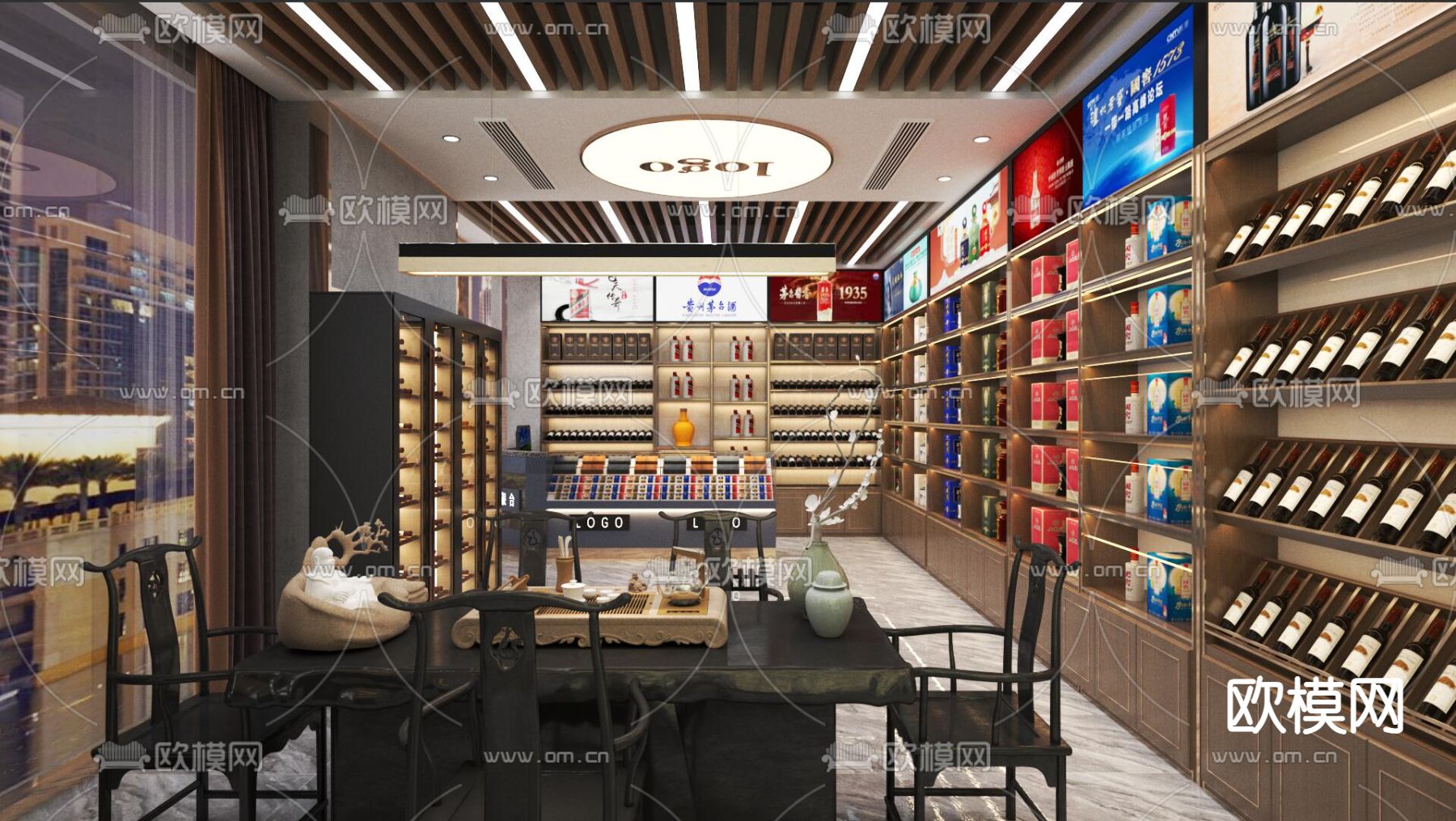 新中式烟酒店 酒行3d模型下载