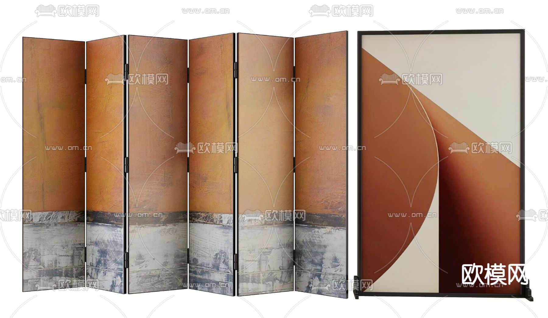 北欧屏风 折叠屏风3d模型下载