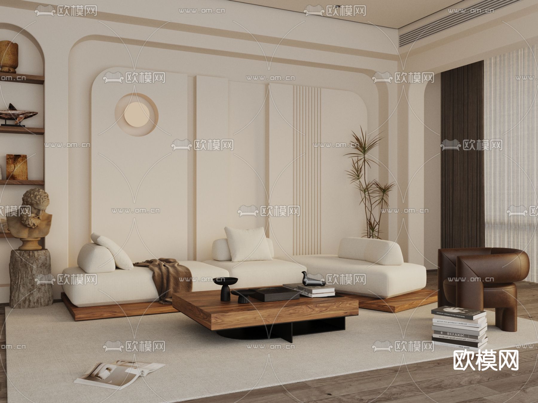 侘寂风组合沙发3d模型下载