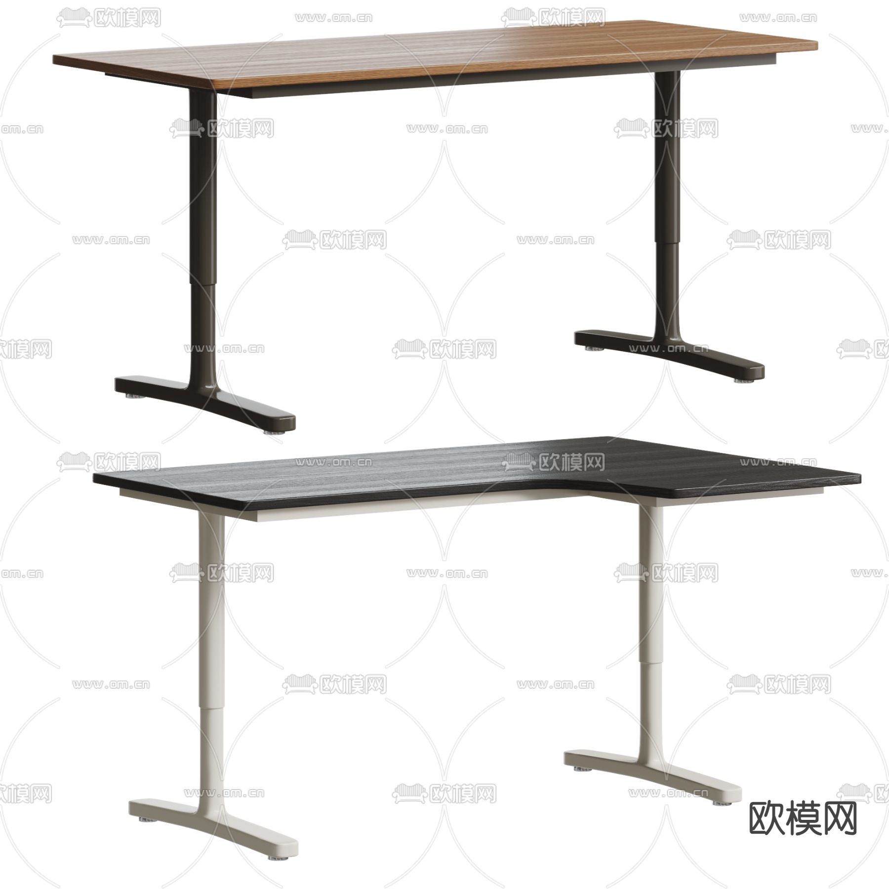 现代书桌 升降桌 办公桌su模型下载（渲染图2）