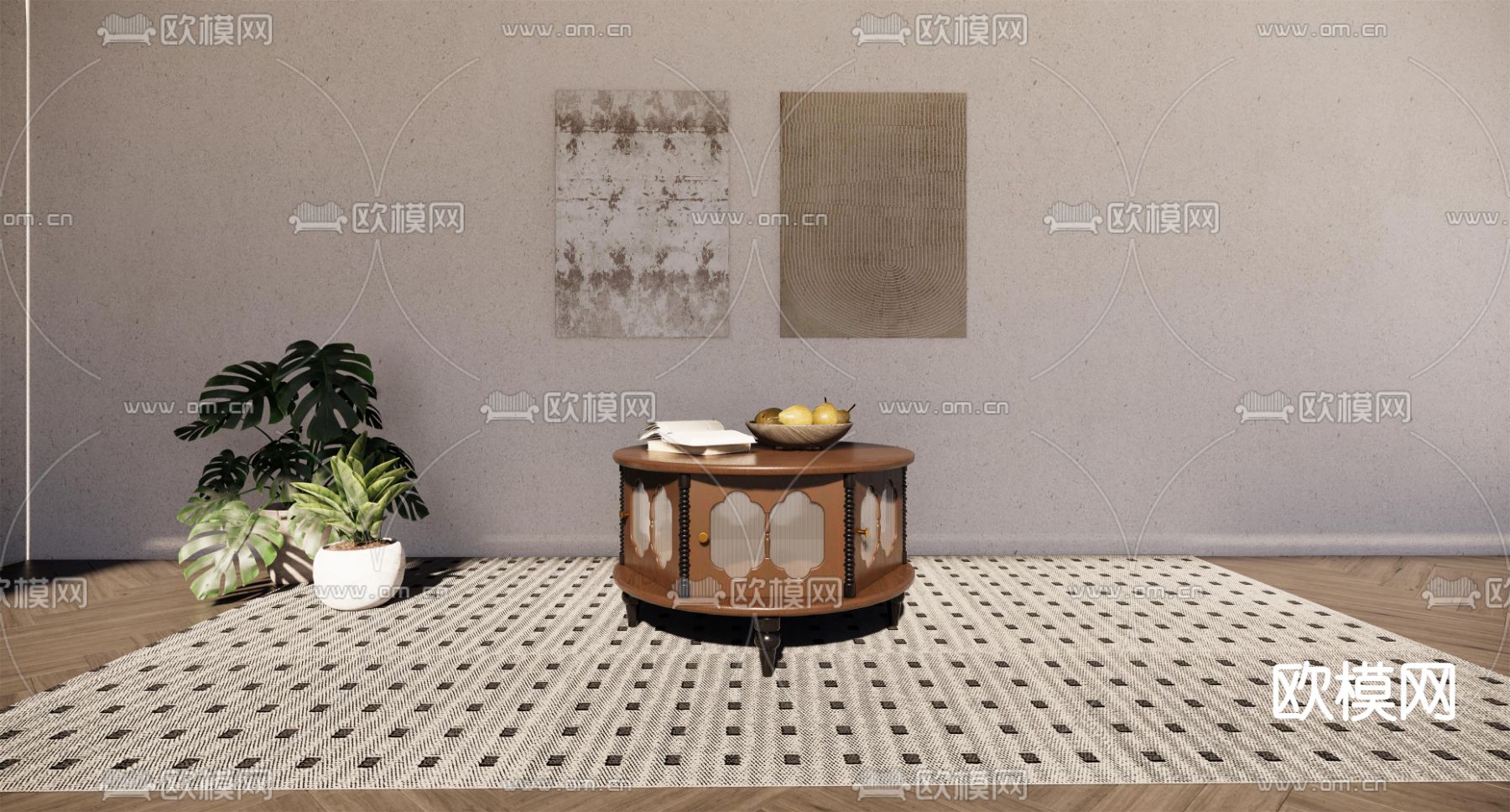 法式茶几su模型下载（渲染图3）