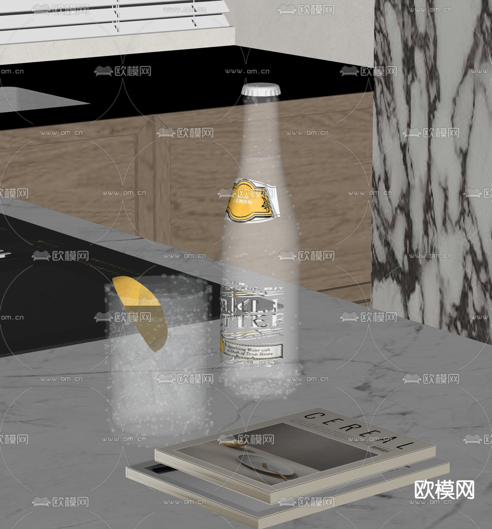 冰块 柠檬水su模型下载（渲染图1）