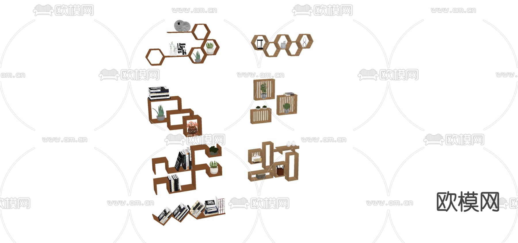 现代壁柜 装饰架su模型下载（渲染图2）