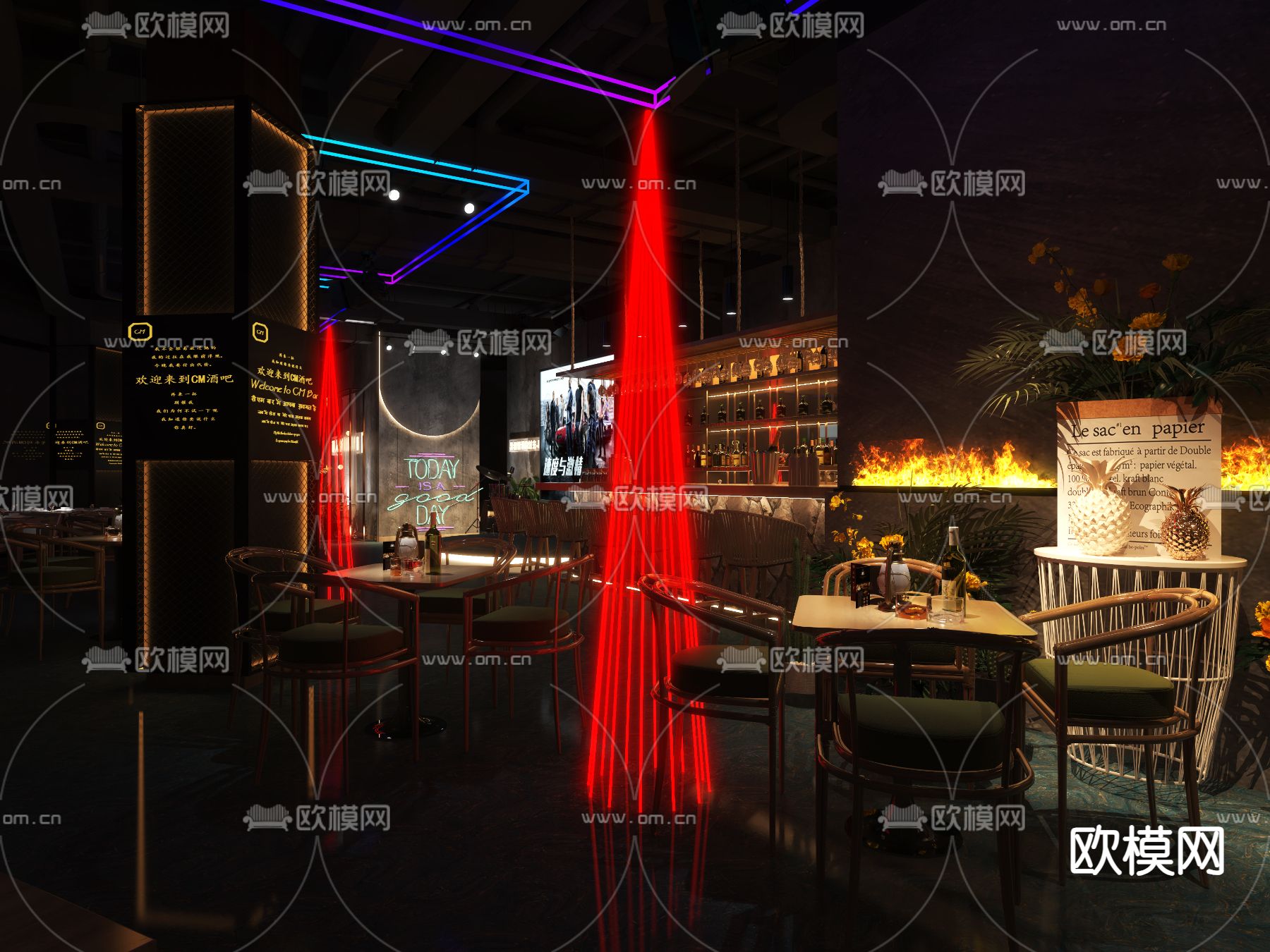现代酒吧 酒馆3d模型下载（渲染图1）