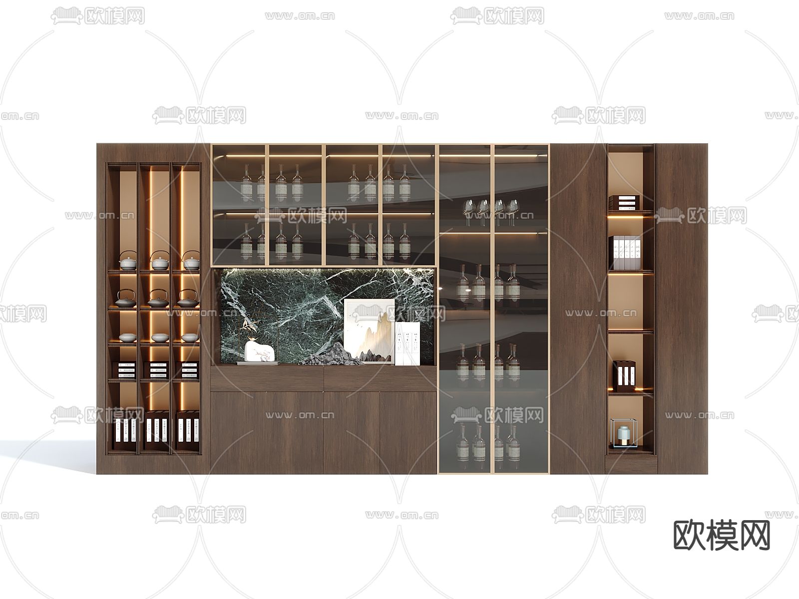 新中式 茶水柜 酒柜3d模型下载