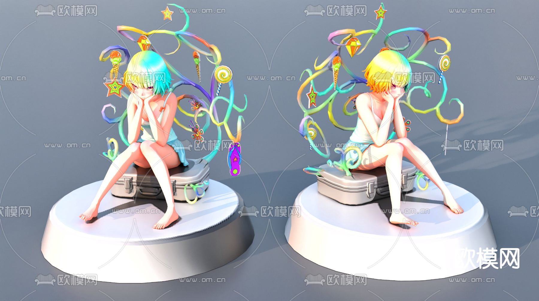 少女手办 卡通潮玩 雕塑 摆件3d模型下载