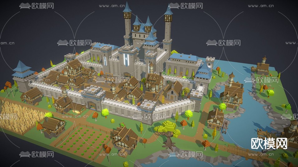 简欧 卡通城堡玩具3d模型下载(渲染图2)