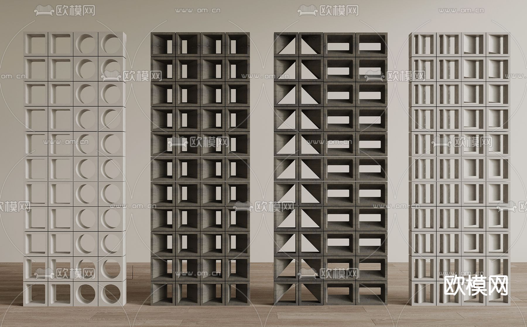 水泥砖隔断 镂空砖隔断3d模型下载