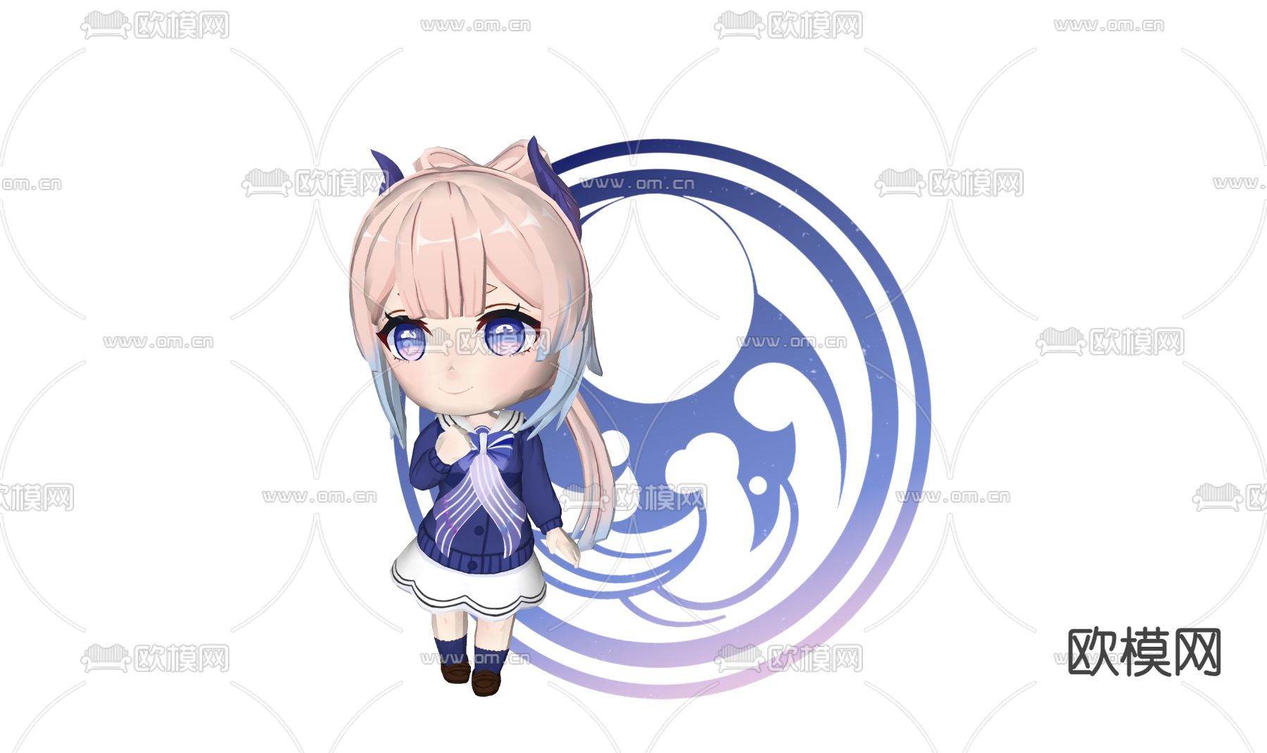 二次元手办 可爱人物 动漫人物3d模型下载（渲染图2）