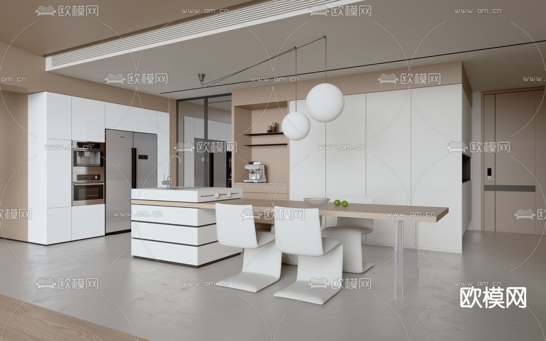 中岛餐厅3d模型下载