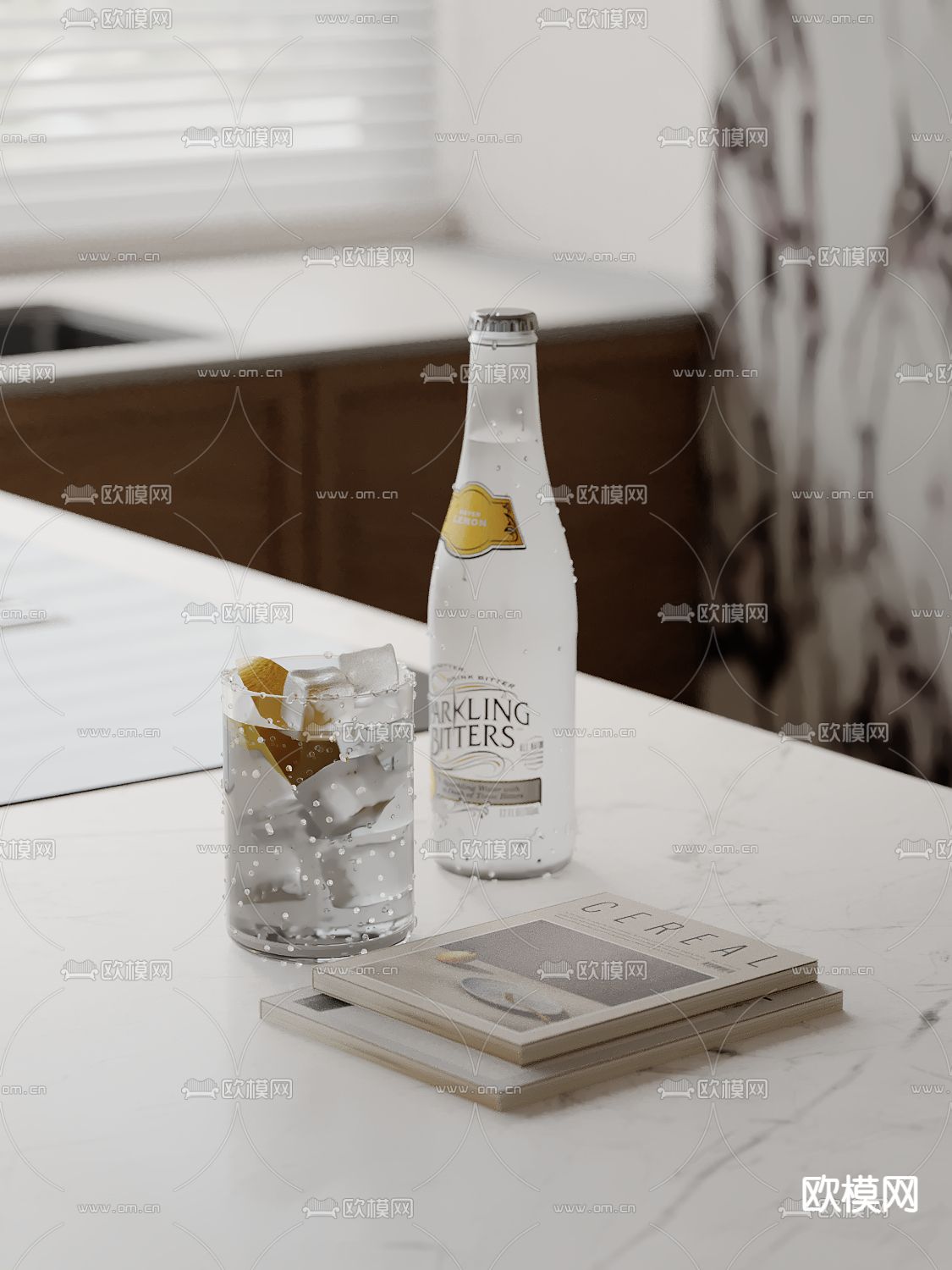 冰块 柠檬水su模型下载（渲染图2）