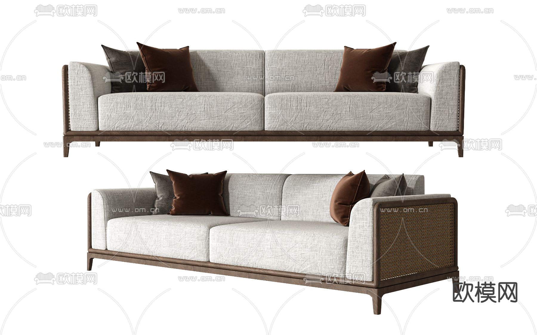 新中式沙发 双人沙发3d模型下载