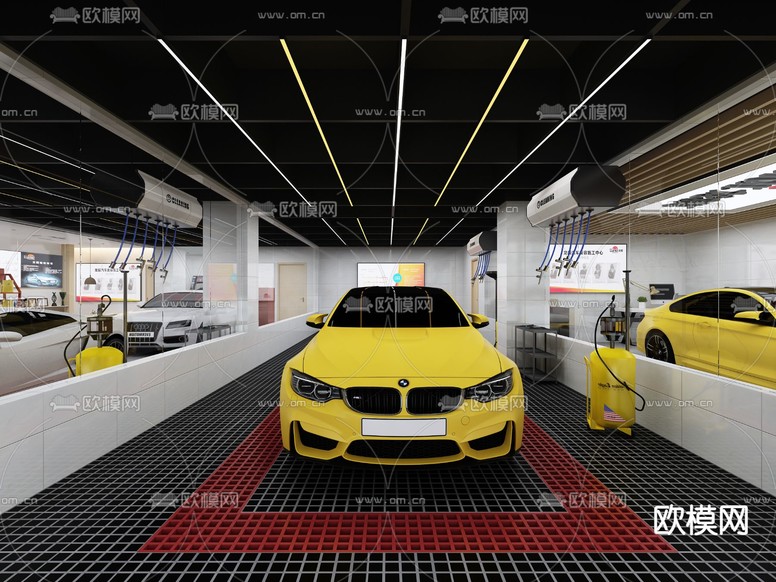 工业风汽修店3d模型下载(渲染图2)