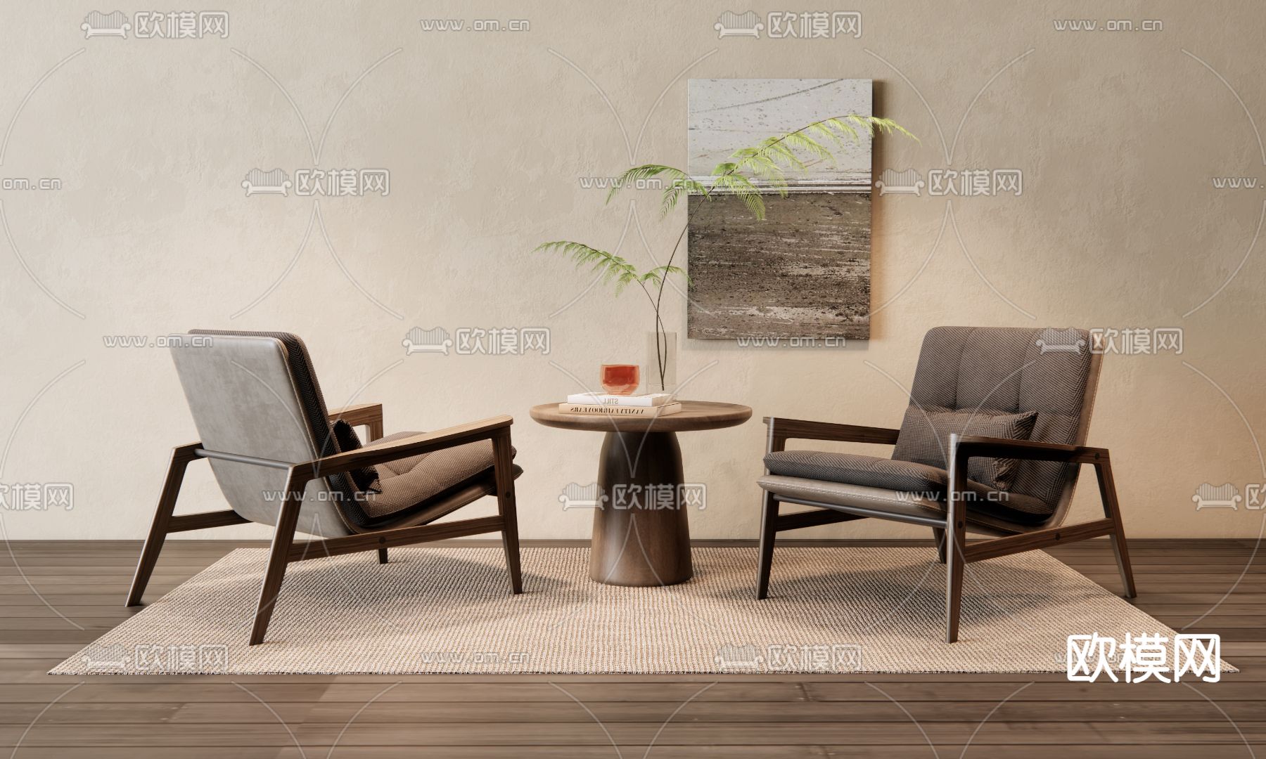 简约休闲桌椅3d模型下载