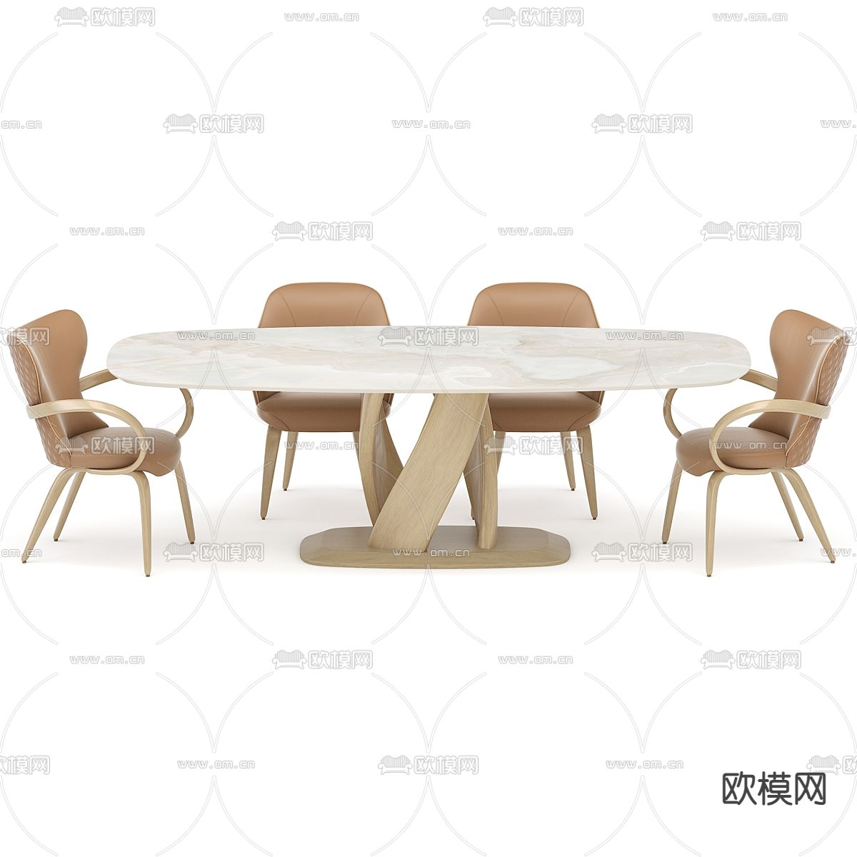 大理石餐桌椅3d模型下载
