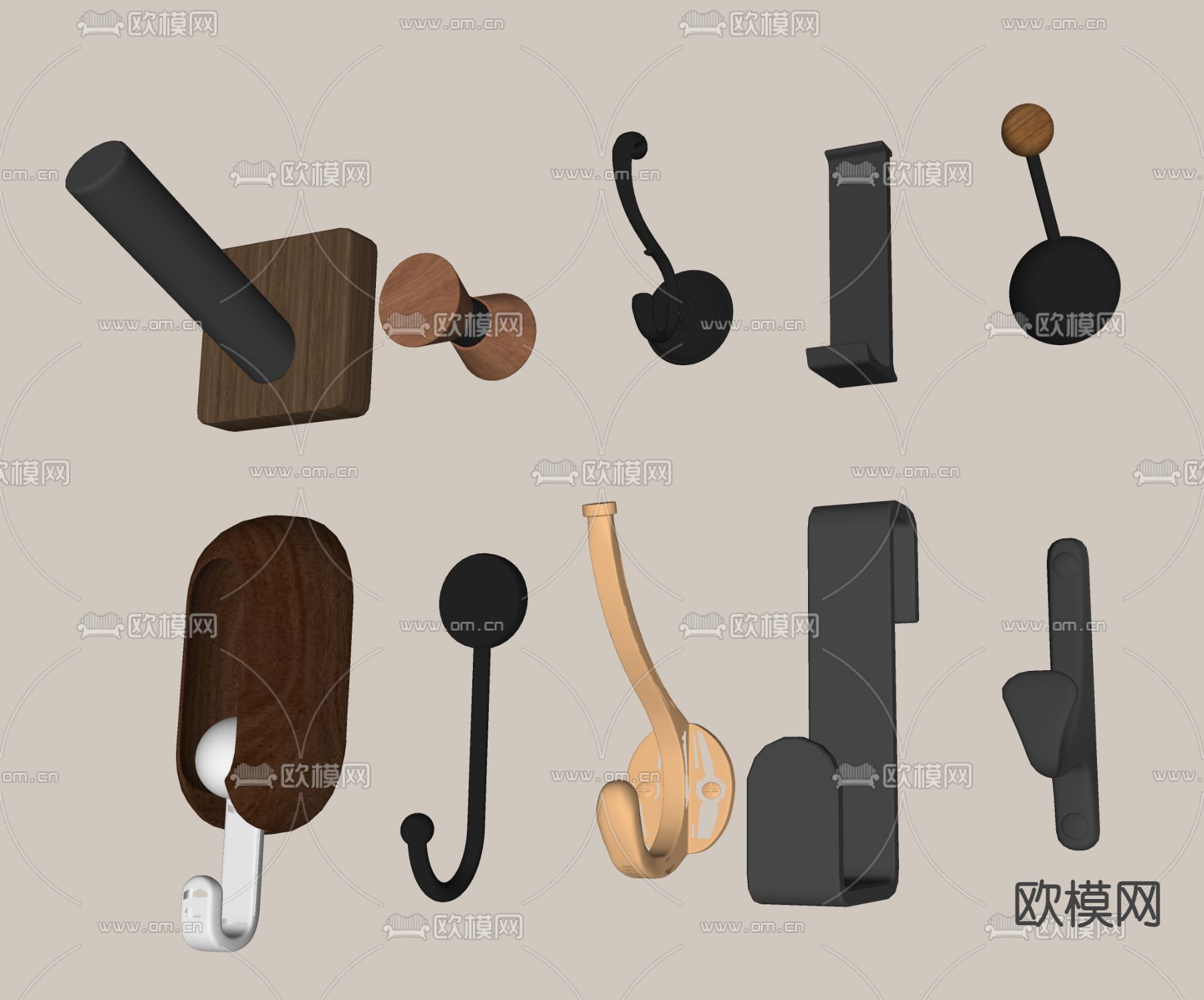 衣服挂钩su模型下载（渲染图1）