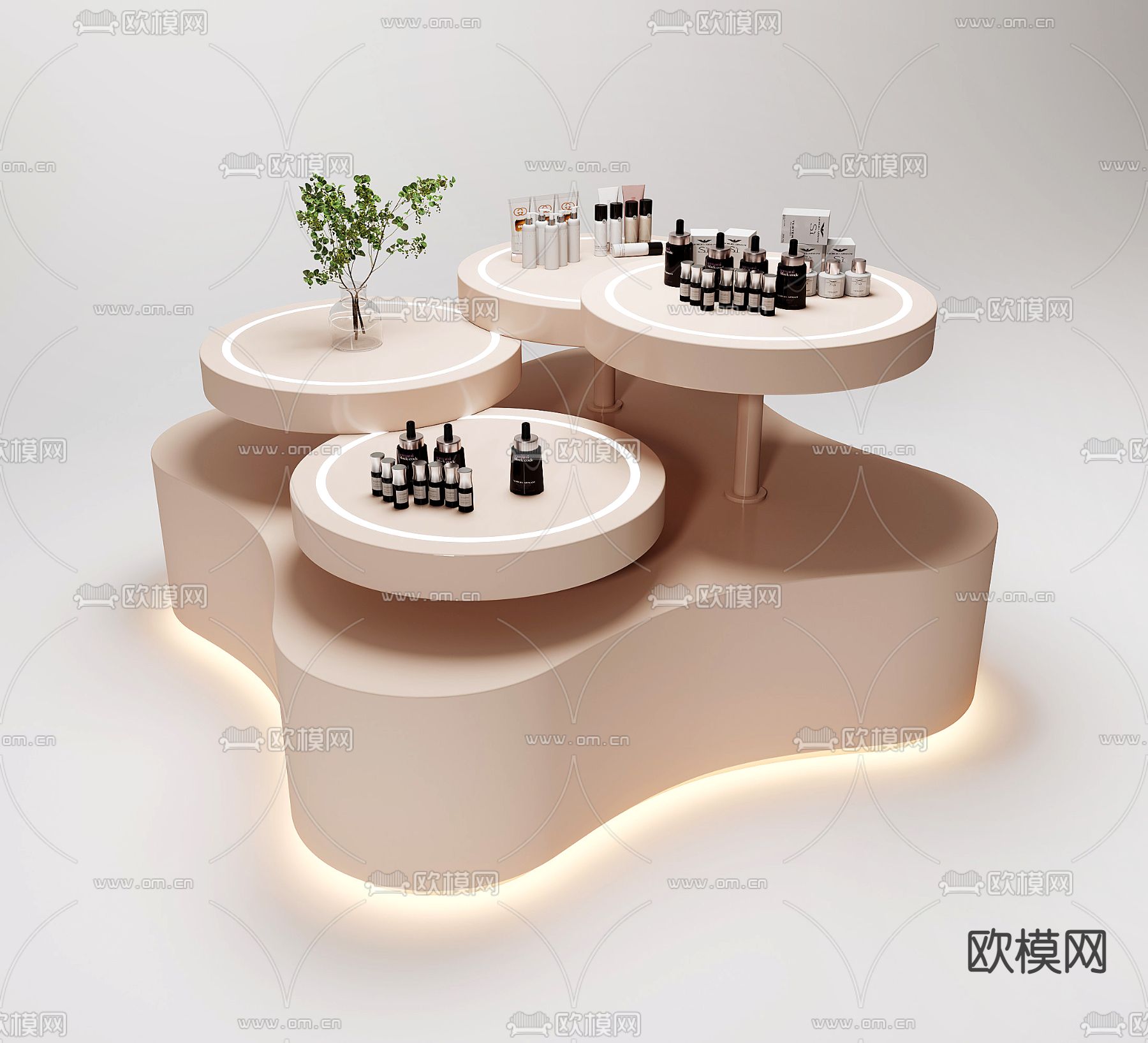 化妆品 中岛展台 展柜 展示台3d模型下载