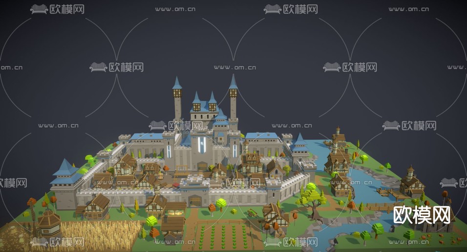 简欧 卡通城堡玩具3d模型下载(渲染图1)