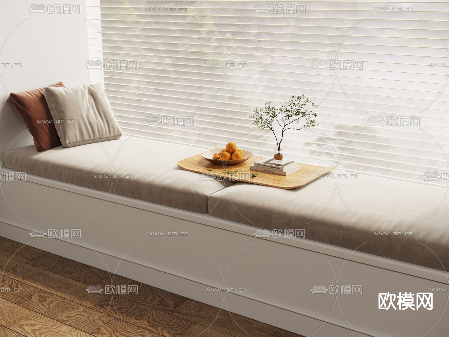 现代飘窗垫 坐垫 沙发垫3d模型下载