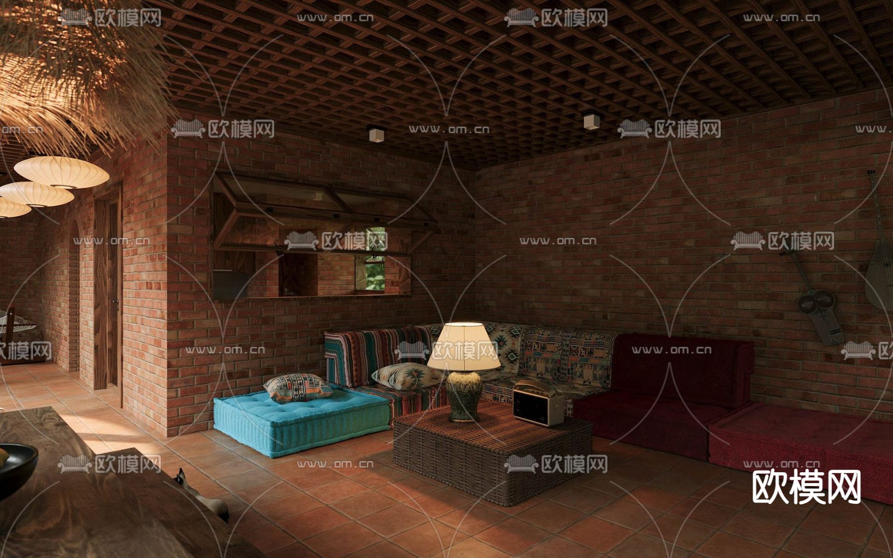 东南亚花园住宅 庭院景观3d模型下载（渲染图7）